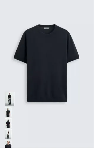 camiseta Zara Azul Marinho mista (viscose com poliamida)