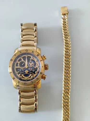 Relógio original e mais pulseira banhada a ouro