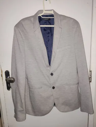 Blazer Masculino Zara Man Cinza Mescla - Slim Fit