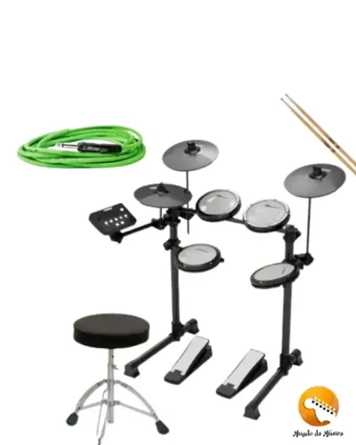 Kit Bateria Eletrônica Td200 Trigger Completa + Cabo de Instrumento Mac Iron Flex 3 M