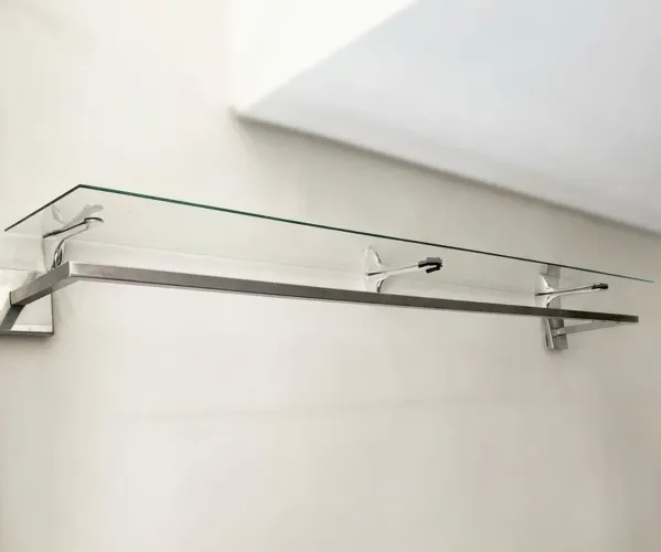 KIT EXPOSITOR PREMIUM | ARARA INOX 1,80M + PRATELEIRA DE VIDRO TEMPERADO