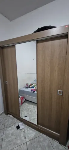 Guarda-roupa Solteiro Madesa City 3 Portas De Correr Com Espelho