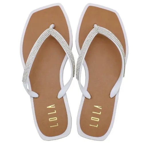 Chinelo Infantil Rasteirinha Meninas Lola Strass Branco 10007B