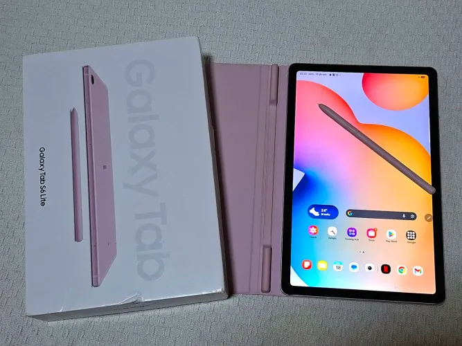 Tablet Samsung Tab S6 Lite na caixa