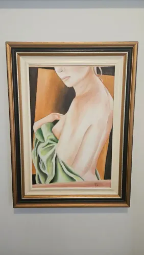 Quadro Pintura a Óleo - Mulher com Costas à Mostra
