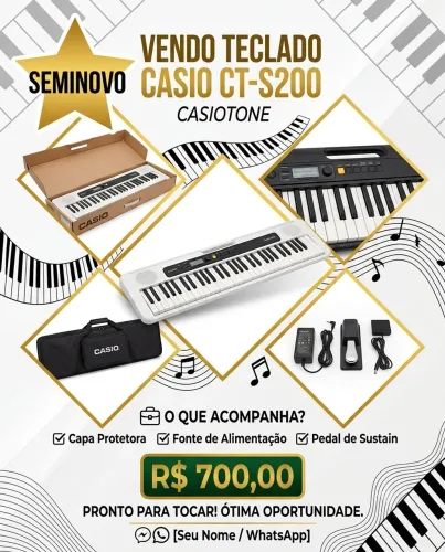 Vende-se Teclado Seminovo Casio