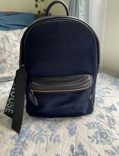 Mochila Bolsa Azul Brilhante Estilo Escolar/Faculdade