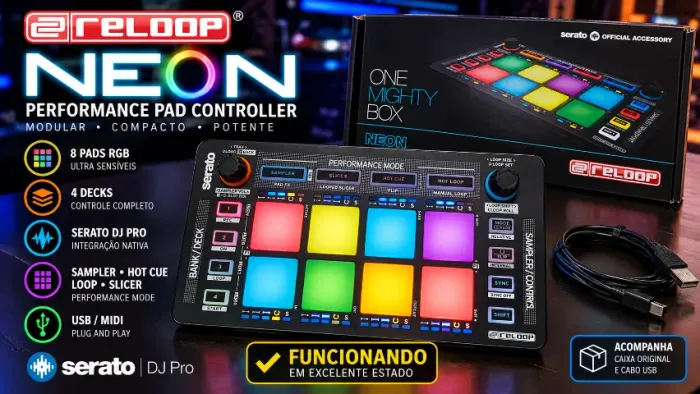 Reloop Neon Performance Pad Controller | Serato DJ Pro | 8 Pads RGB
