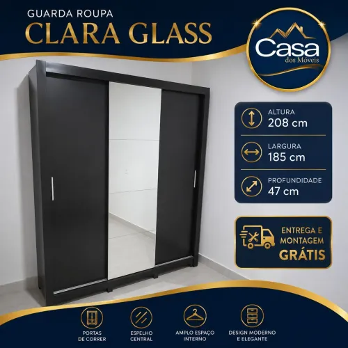 Guarda roupa Clara Glass - Preto
