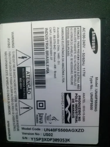 Tv Samsung un40f5500Ag sem imagem 