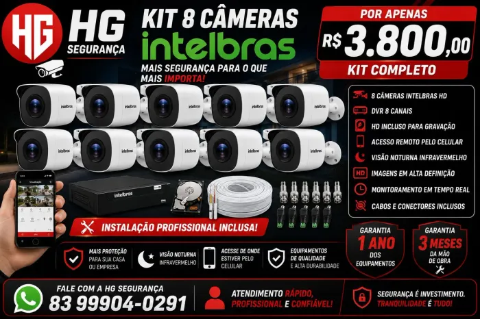 Kit 8 câmeras intelbras 