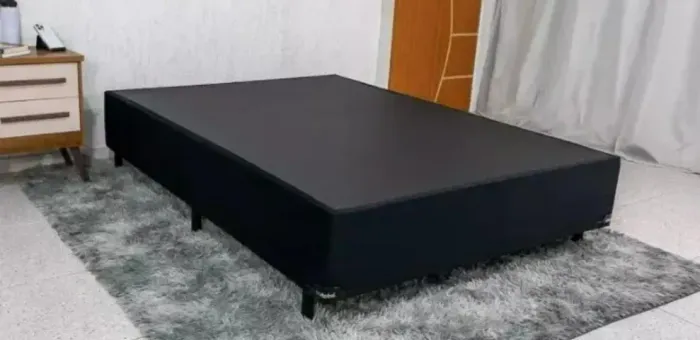 Base Box casal Suede Preto