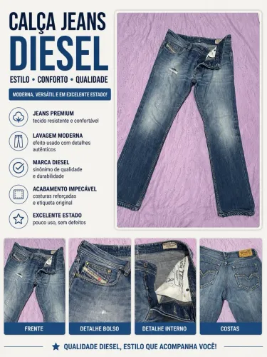 Calça jeans Diesel original, tamanho 40