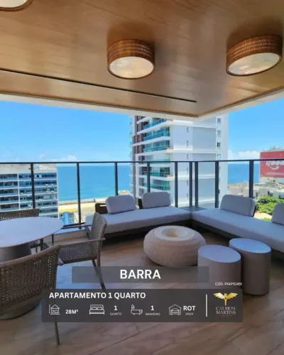 APARTAMENTO QUARTO E SALA, 28M², NA BARRA