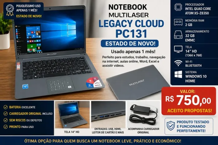 Vendo notebook Multilaser