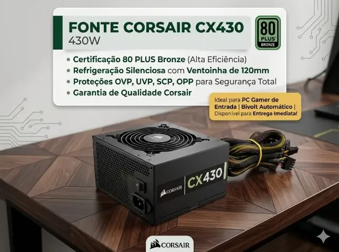 Fonte Corsair Cx430 - 430w 110V/220V