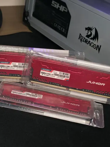 Memória RAM DDR4 16GB 3200MHz Gamer C/ Dissipador Vermelho P/ PC Computador Intel AMD