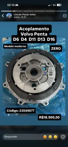 Acoplamento motor D4/6 volvo penta 