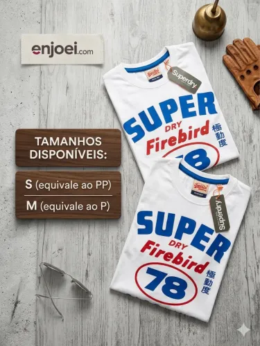 Camiseta Superdry Firebird 78 Branca - Nova Com Etiqueta (2 Tamanhos)!