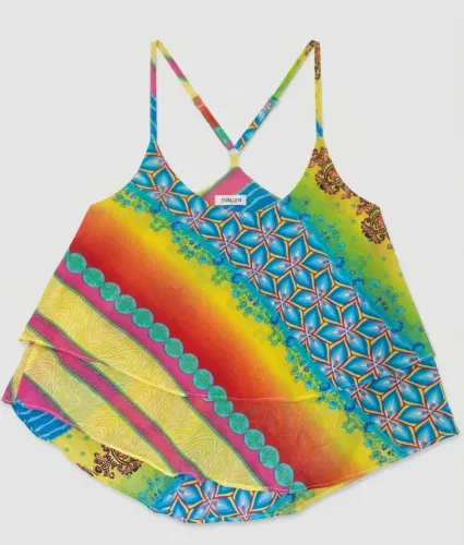 Blusa Regata Feminina Estampada Colorida Alcinha Eva Allen - Perfeito Estado!