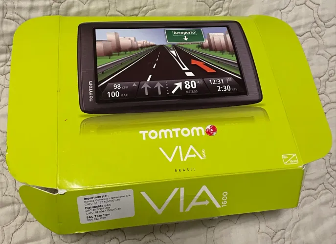 GPS TomTom VIA 1600 Brasil - Tela Grande 6" (Na Caixa Original - Muito Bem Conservado)