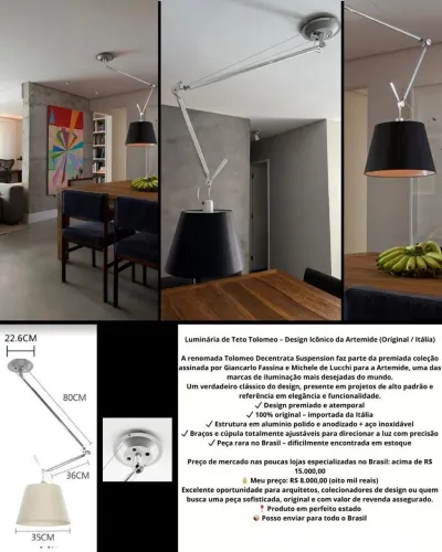 Luminária de Teto Tolomeo - Design Icônico da Artemide (Original / Itália)