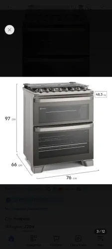 Fogão Eletrolux 5 bocas duplo forno 110 volts
