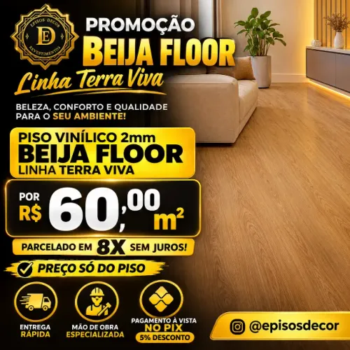 Piso Beija Floor Linha Terra Viva 2mm colado