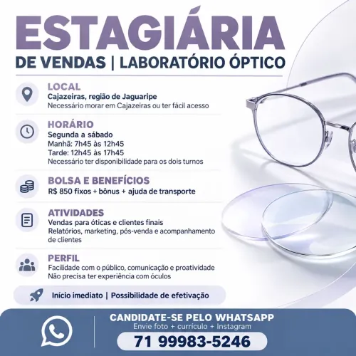 ESTAGIÁRIA VENDAS (podendo ser efetivada)