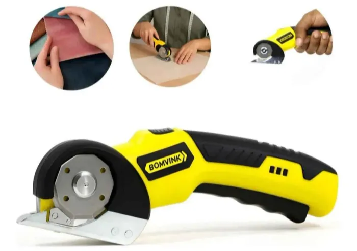 Tesoura Elétrica Para Tecidos Papelão Couro 600 Watts Amarelo