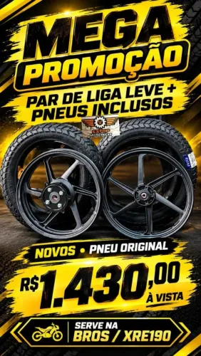 MEGA PROMOÇÃO RODA+PNEUS P/BROS/XRE190