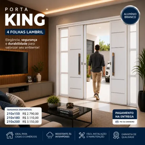 Porta Lambril 4 Folhas Linha King Branca c/ Puxador direto da fabrica