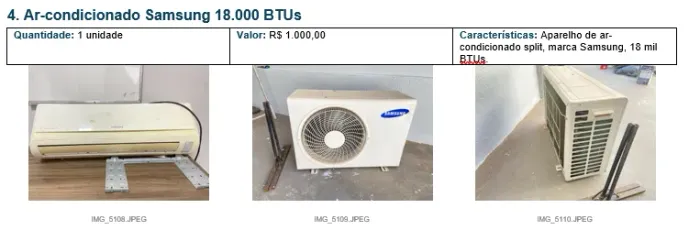 4. Ar-condicionado Samsung 18.000 BTUs