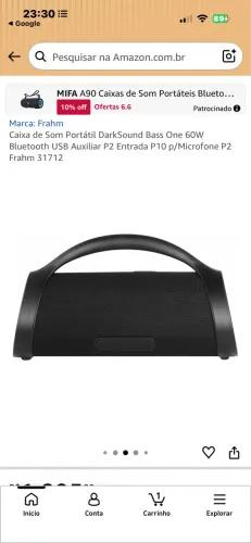 VENDO SOM PORTÁTIL FRAHM NA CAIXA