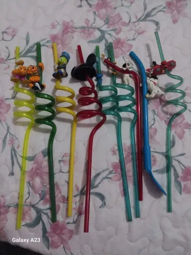 Canudos reutilizaveis disney lote com 9 unidades 