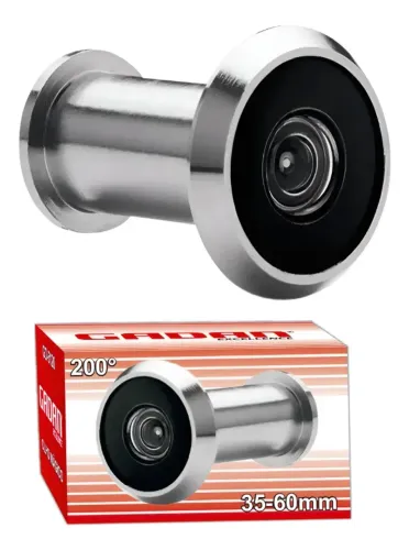 Olho Mágico Visor De Porta 200° Graus Cromado 35 A 60mm Lente Panorâmica Visão Total