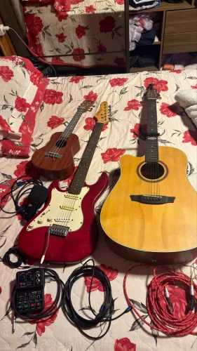kit violão guitarra ukulele + acessórios CANHOTO!