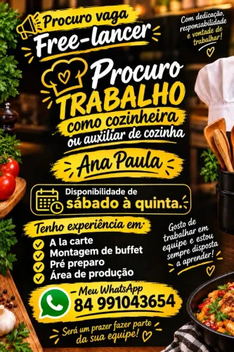 Cozinheira/ Auxiliar de cozinha 