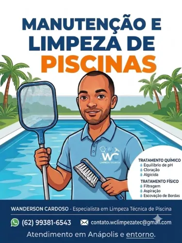 Manutenção e limpeza de piscinas.