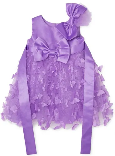 Vestido Infantil de Festa Lilás 12 a 18 Meses Usado Uma Vez com Tiara