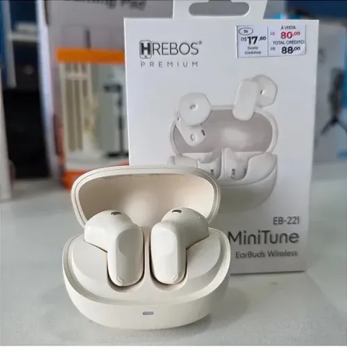 Fone de Ouvido Sem Fio TWS Bluetooth, Bege / Off-White - Hrebos MiniTune