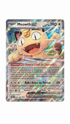 CARTA POKEMON TGC -- MEOWTH EX 062/088. Carta Original Pokémon TGC Em Português.