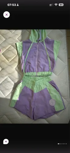 Conjunto infantil pétit Cherie lilas e verde