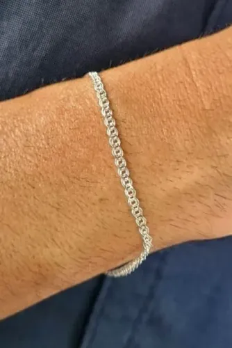 25% OFF! Pulseira Grumet dupla Prata 925