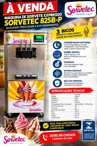Máquina de Sorvete Expresso Sorvetec 825B p