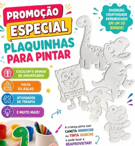 Plaquinhas para Pintar reutilizáveis(30 unidades) - Brinde de Aniversário