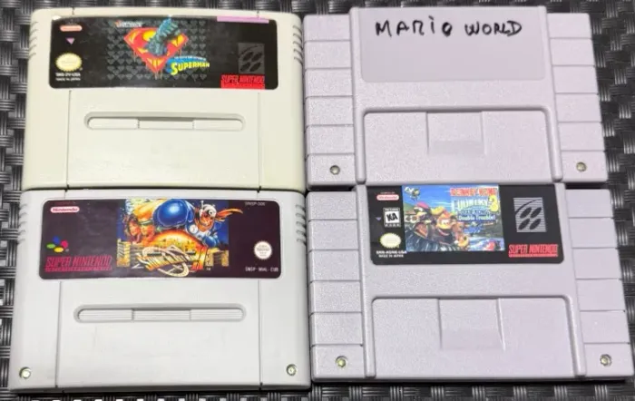 Mario World Superman Sonic Blast Man II DKC3 Lote 4 Jogos Paralelos SNES Super Nintendo
