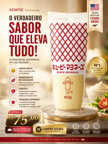 Maionese Japonesa Kewpie Tradicional - Alta Cremosidade e Sabor Umami - 450gr