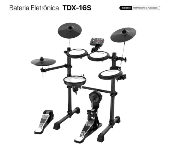Bateria Eletrônica Aroma TDX-16S Compacta 8 Pads Mesh e 144 Sons