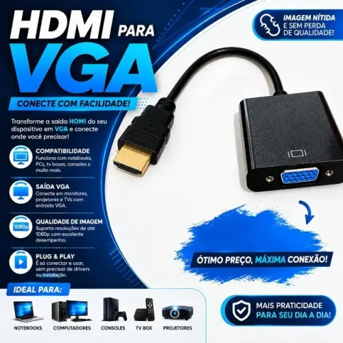 Cabo Adaptador HDMI Para VGA